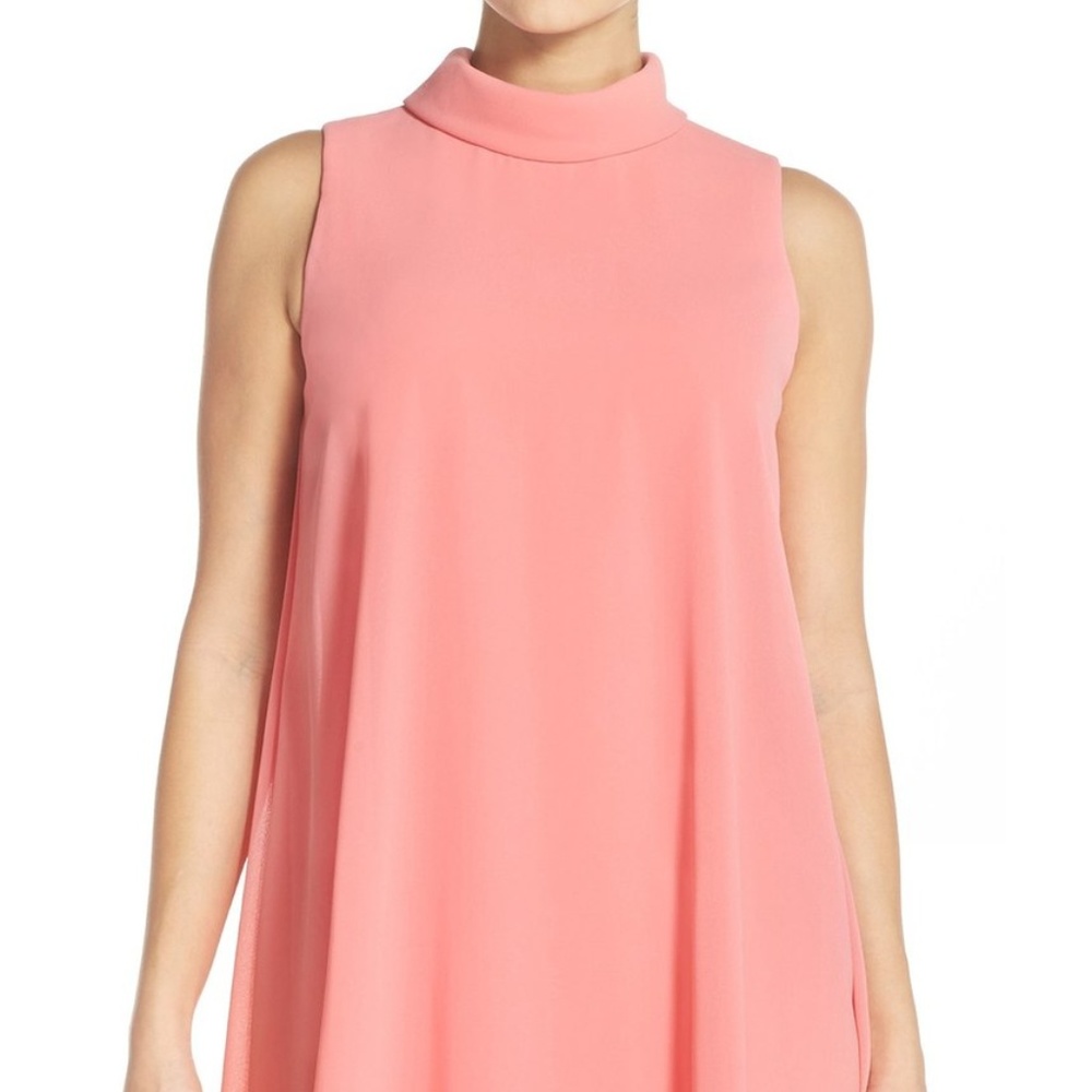 ELIZA J CHIFFON MOCK NECK SWING DRESS